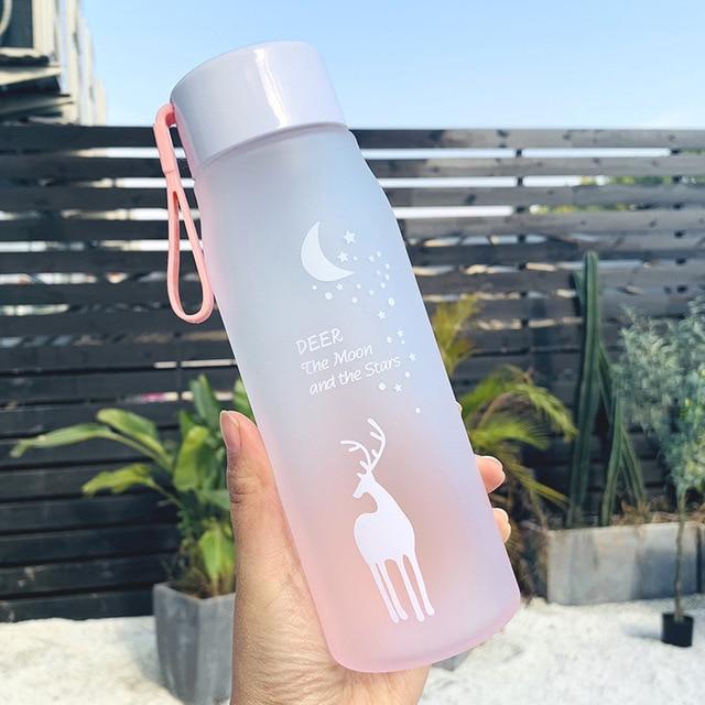 wickedafstore Pink Deer The Moon and The Stars Water Bottle