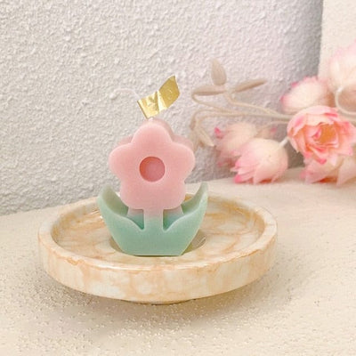 wickedafstore Pink Flower Candle