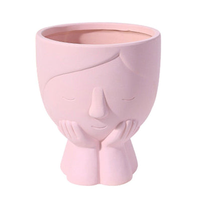wickedafstore Pink Little Girl Portrait Flower Pot
