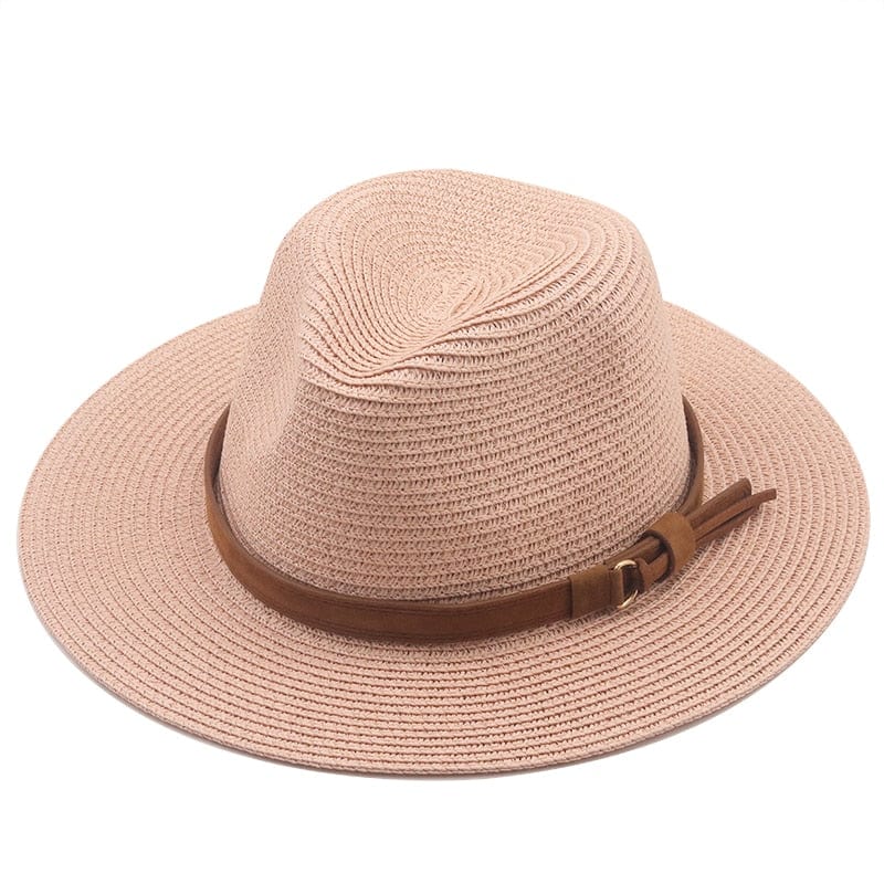 wickedafstore Pink Memphis Straw Fedora Hat