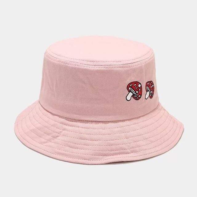 wickedafstore Pink Mushroom Bucket Hat