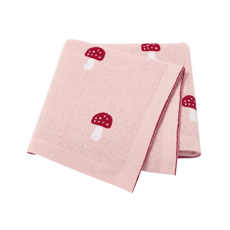 wickedafstore Pink Mushroom Toddler Blanket