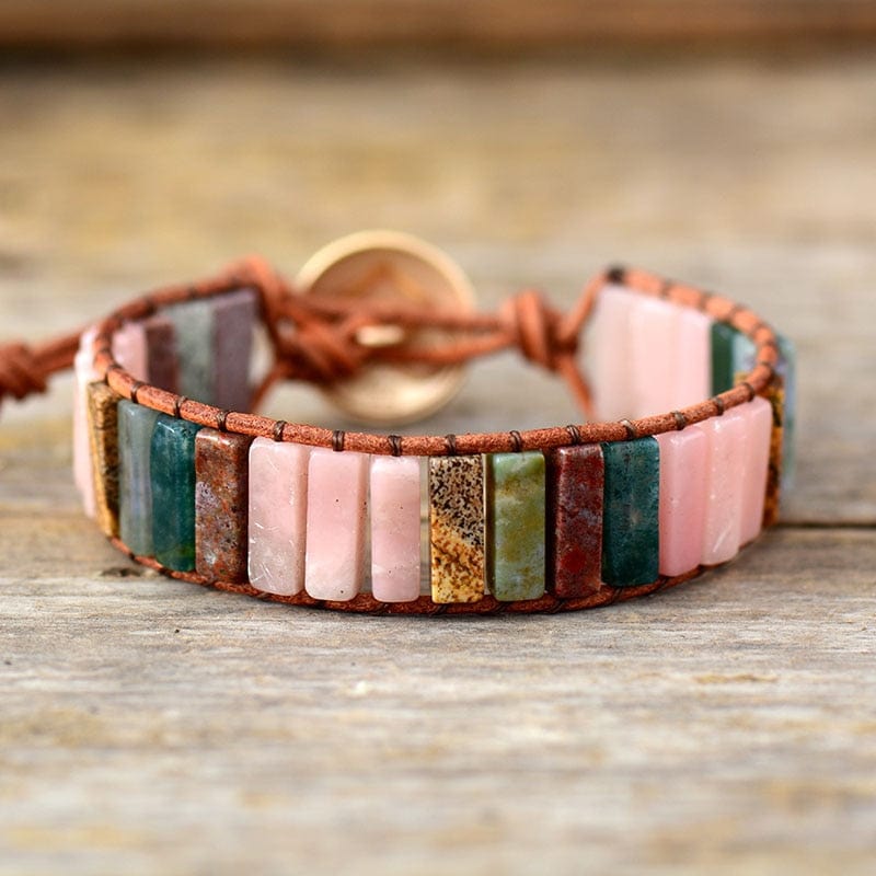 wickedafstore Pink Opal & Mix Gems Empowerment Wrap Bracelet