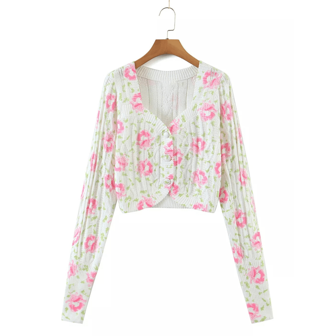 wickedafstore Pink / S Luna Cropped Knitted Cardigan