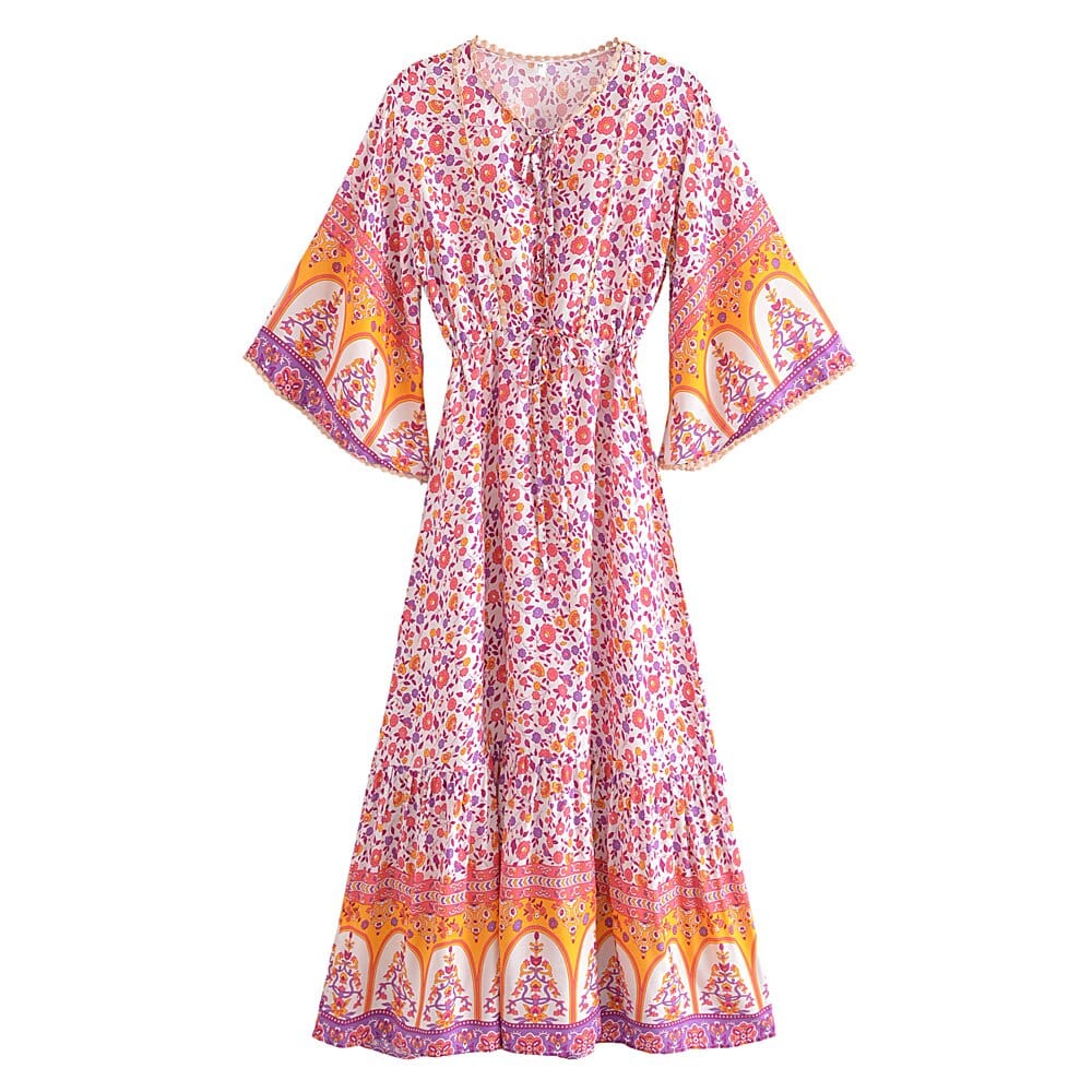 wickedafstore Pink / S Sarai Bohemian Maxi Dress