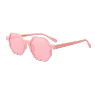 wickedafstore Pink With Sea Pink Hexagonal Retro Vintage Sunglasses