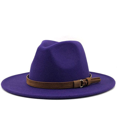wickedafstore Purple / 56-58CM Eridian Fedora Hat With Leather Ribbon