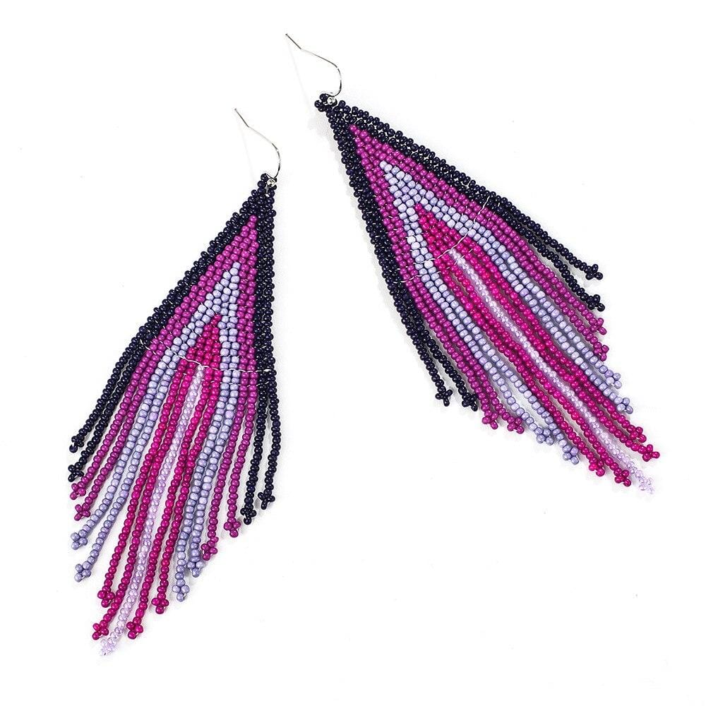 wickedafstore Purple Ethnic Colorful Long Earrings