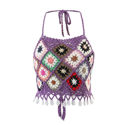 wickedafstore Purple / One Size Mahalia Crochet Crop Top