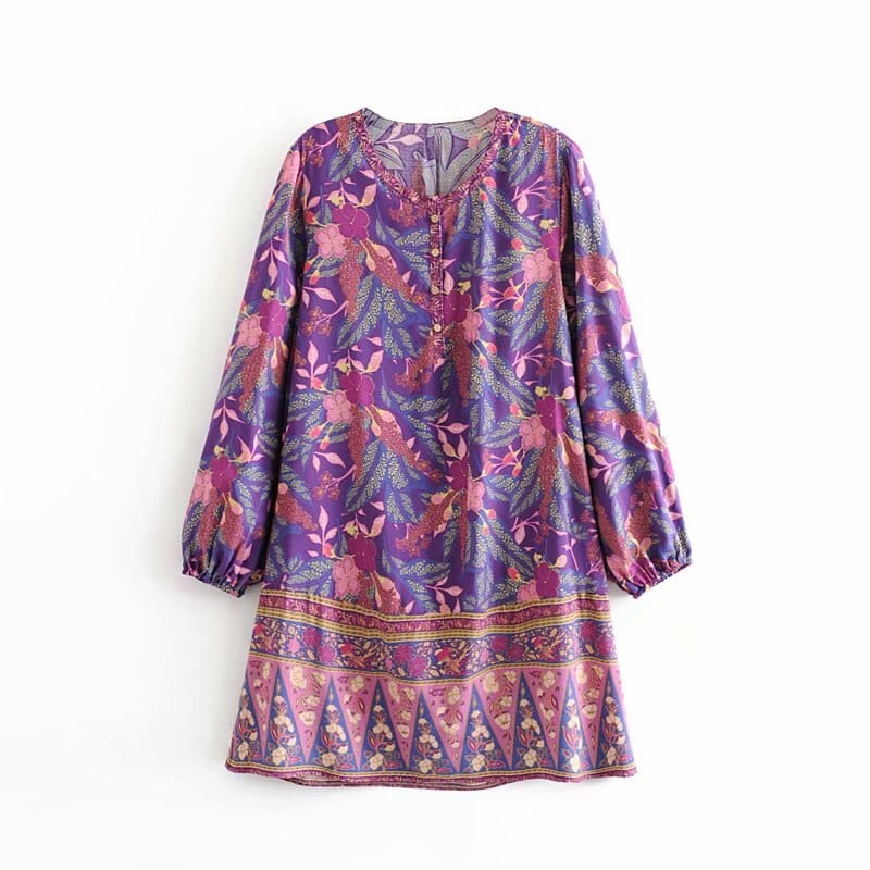 wickedafstore Purple / S Elspeth Boho Mini Dress