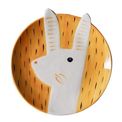 wickedafstore Rabbit / China / 6 Inches Hand Painted Animal Ceramic Plates