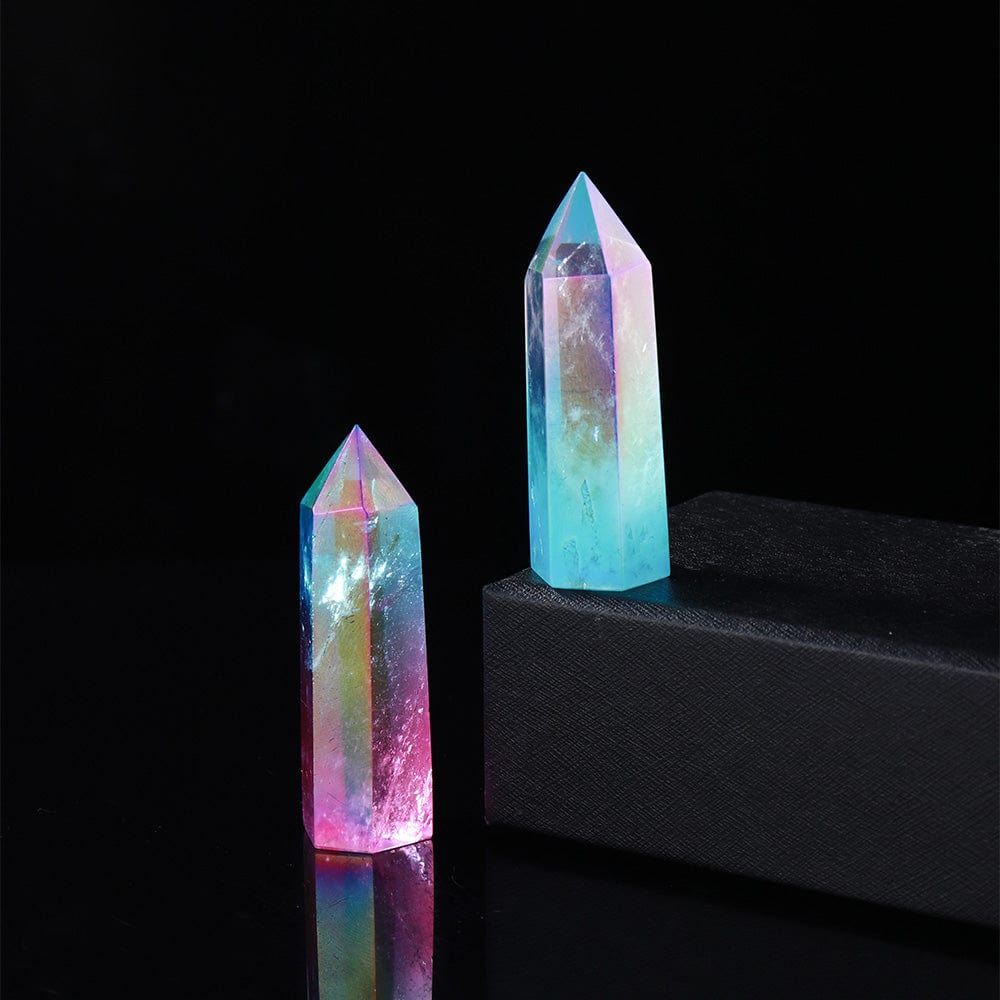 wickedafstore Rainbow Clear Quartz Point Tower Crystal