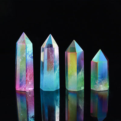 wickedafstore Rainbow Clear Quartz Point Tower Crystal