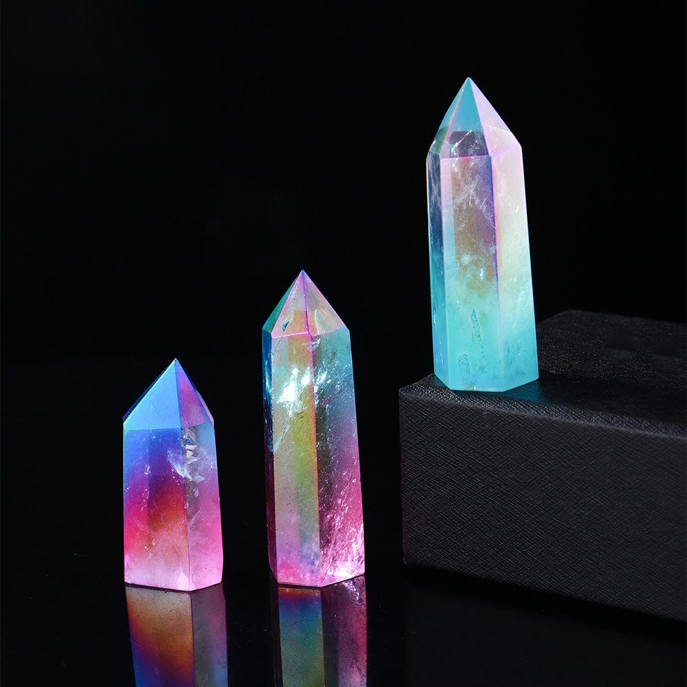 wickedafstore Rainbow Clear Quartz Point Tower Crystal