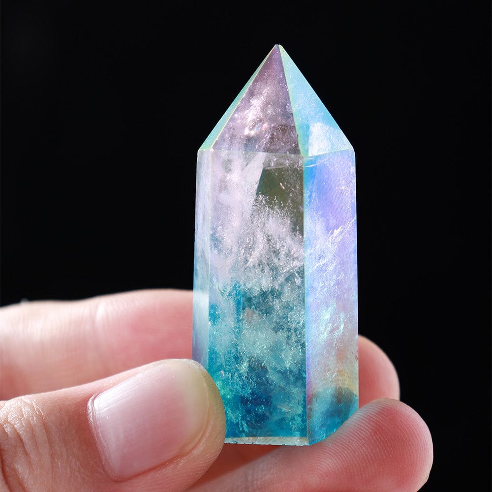 wickedafstore Rainbow Clear Quartz Point Tower Crystal