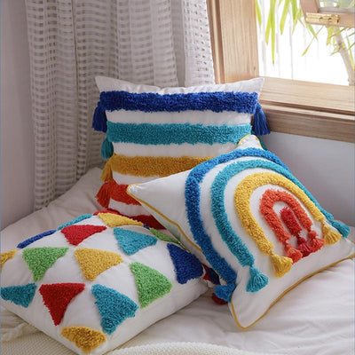 wickedafstore Rainbow Embroidered Cushion Cover