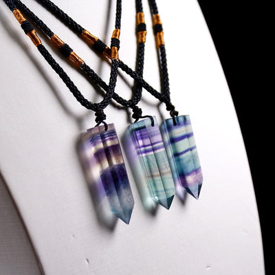 wickedafstore Rainbow Fluorite Pendant Necklace
