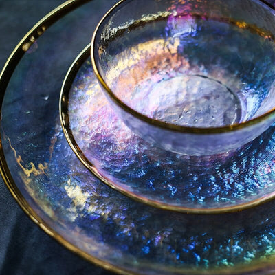 wickedafstore Rainbow Glass Dinner Tableware Set
