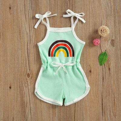 wickedafstore Rainbow Print Baby Girl and Toddler Playsuit