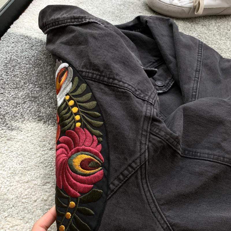 wickedafstore Rainey Embroidered Denim Jacket