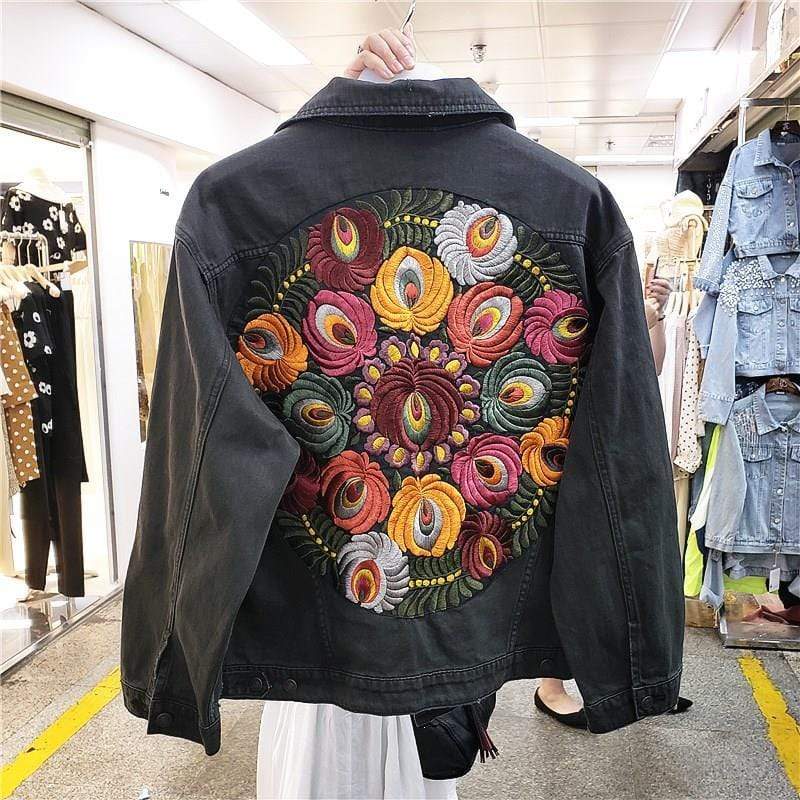 wickedafstore Rainey Embroidered Denim Jacket