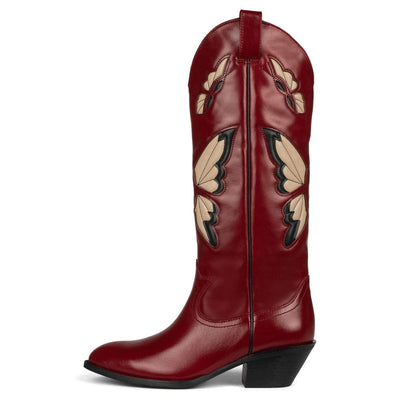 wickedafstore Red / 5 Bessy Embroidery Butterfly Western Boots
