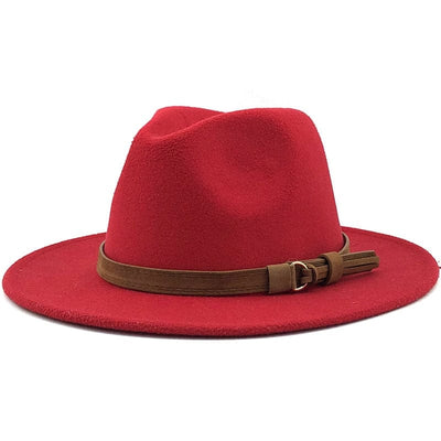 wickedafstore Red / 56-58CM Eridian Fedora Hat With Leather Ribbon