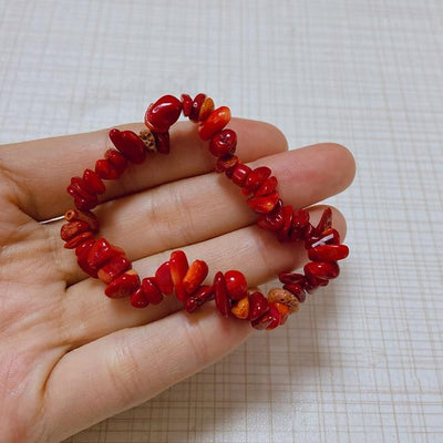 wickedafstore Red Coral Irregular Size Natural Stone Bracelets