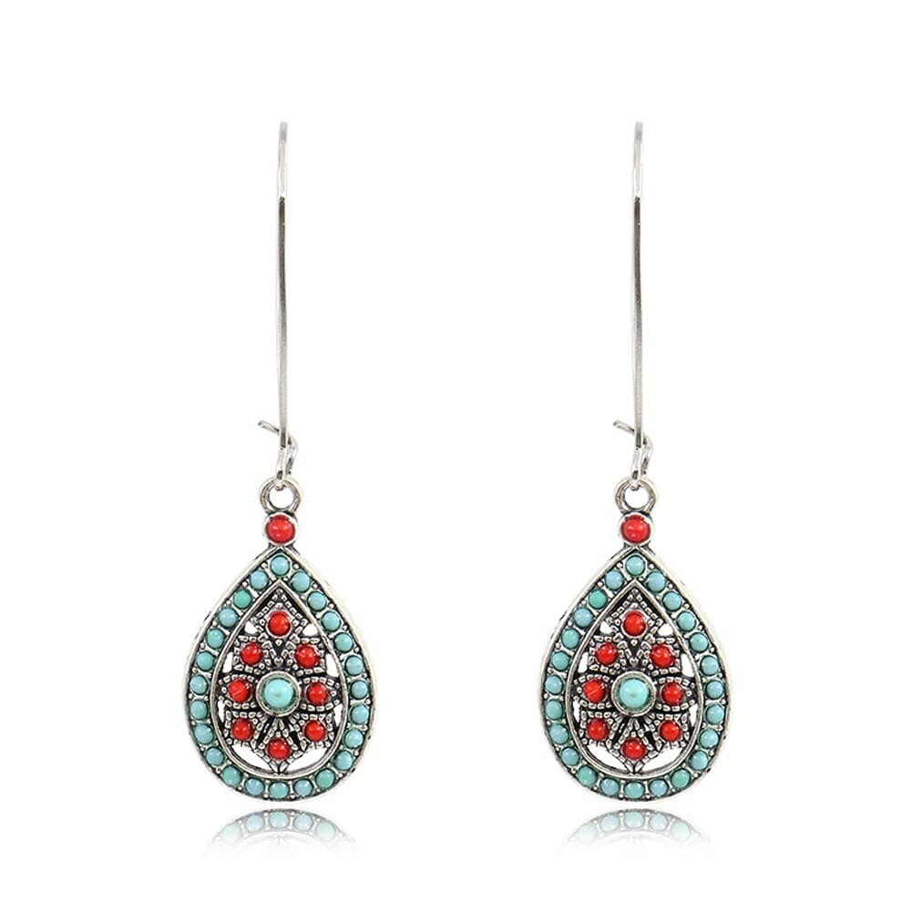 wickedafstore Red Erida Boho Tear Drop Earrings