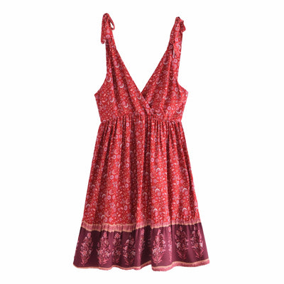 wickedafstore Red / S Aurora Boho Mini Dress