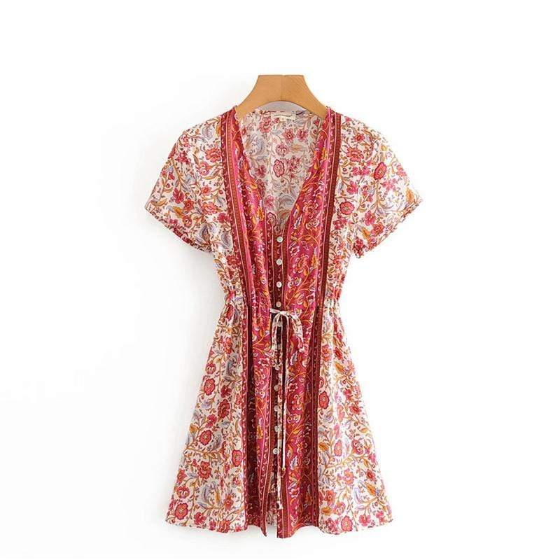 wickedafstore Red / S Mirabella Vintage Floral Mini Dress