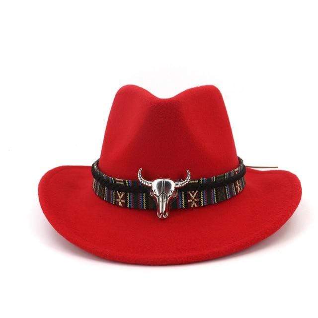 wickedafstore Red Western Bull Cowboy Hat