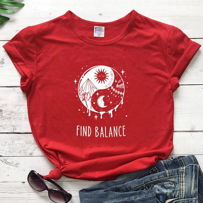wickedafstore Red - White text / S Find The Balance Graphic Tee