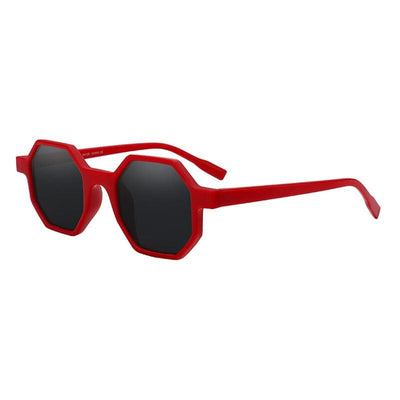 wickedafstore Red With Black Hexagonal Retro Vintage Sunglasses
