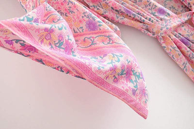 wickedafstore Rosalie Pink Floral Kimono