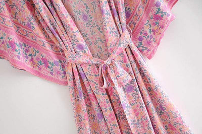 wickedafstore Rosalie Pink Floral Kimono