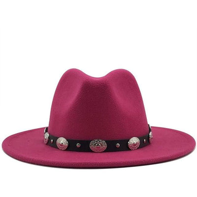 wickedafstore Rose Fedora With Punk Strap Hat