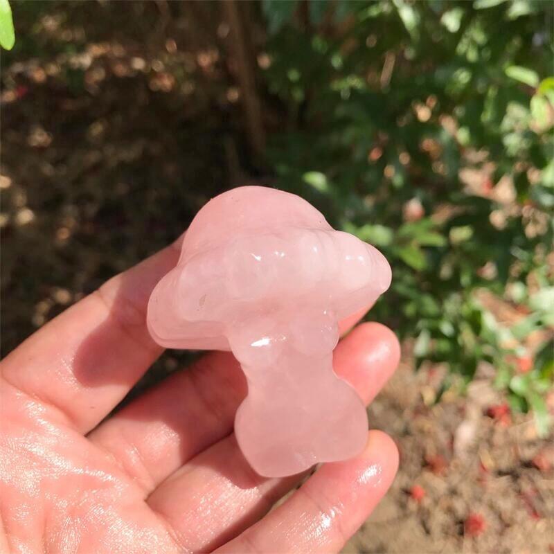 wickedafstore Rose Quartz Crystal Mushroom Ladies