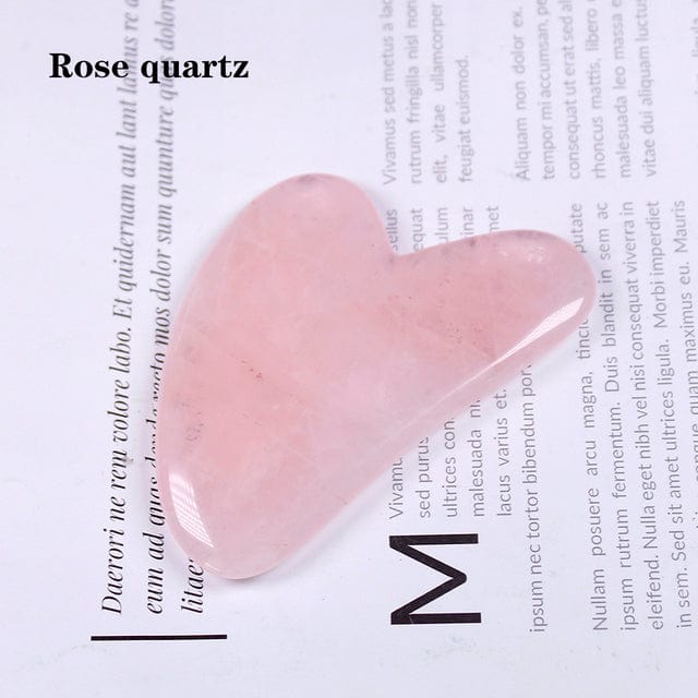 wickedafstore Rose quartz Gua Sha Heart Shaped Crystal Quartz
