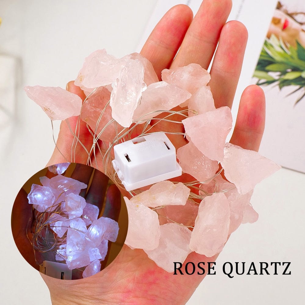 wickedafstore Rose Quartz Natural Quartz Crystals String Lights