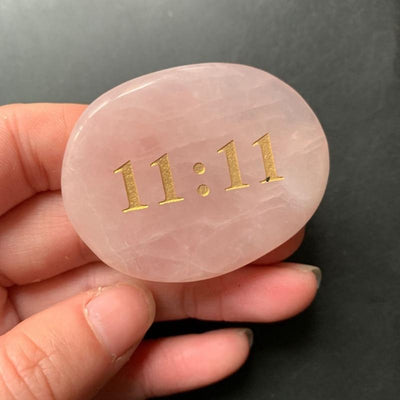 wickedafstore ROSE QUARTZ PALM STONE - 11:11 NUMEROLOGY LUCK STONE