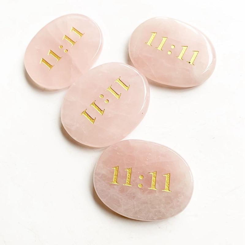 wickedafstore ROSE QUARTZ PALM STONE - 11:11 NUMEROLOGY LUCK STONE