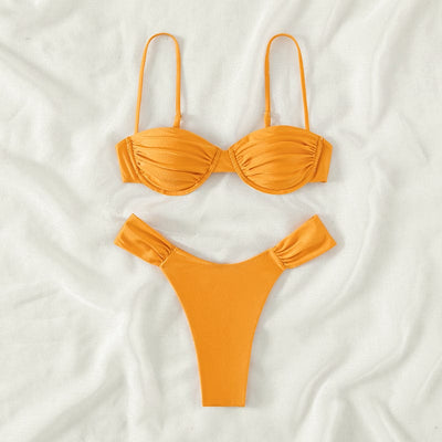 wickedafstore S / Apricot Yellow Juniper Seperated Swimwear