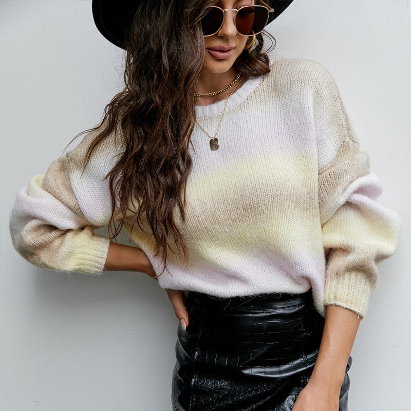 wickedafstore S / Brown Journee Gradient Color Knitted Sweater
