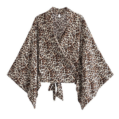 wickedafstore S Leopard Short Boho Kimono