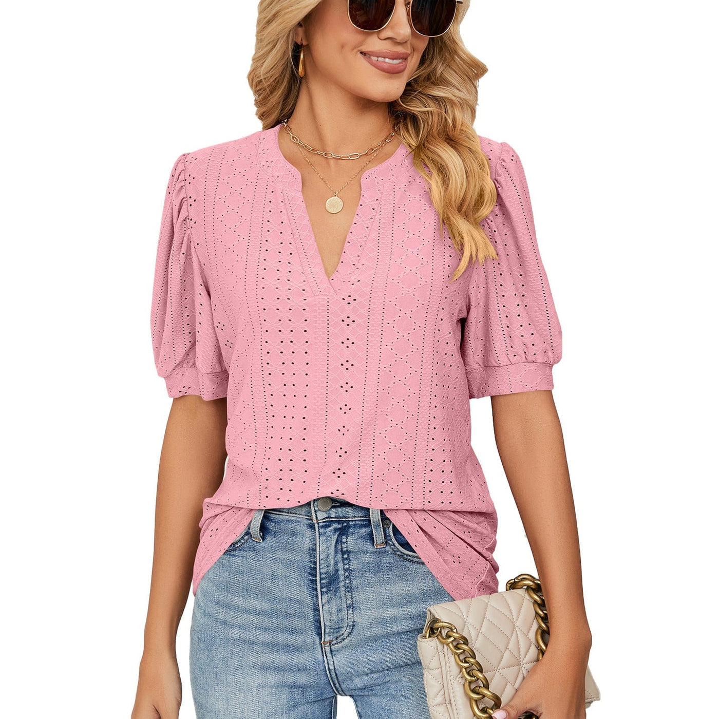 wickedafstore S / Pink Magnolia Puff Sleeve T Shirt