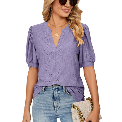 wickedafstore S / Purple Magnolia Puff Sleeve T Shirt