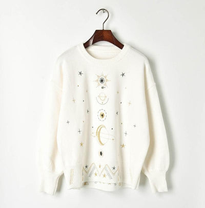 wickedafstore S / White Starry Sky Sweater
