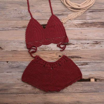 wickedafstore S / Wine Red Ray Sunshine Knit Set