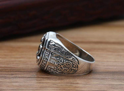 wickedafstore S925 Sterling Silver Buddha Ring